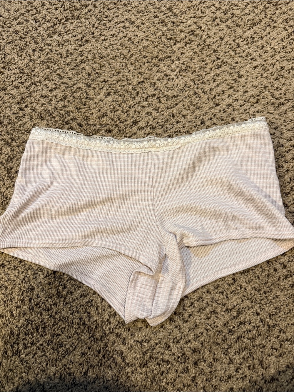 Gilly Hicks Pink Waffle Knit Lace Trim Lounge Shorts Size M